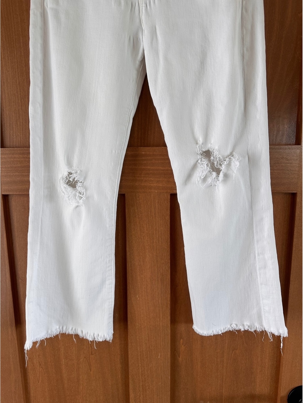 MOTHER The Hustler Ankle Fray Jeans In Tea and Biscuits White Wash Women’s sz 27 - Picture 2 of 15